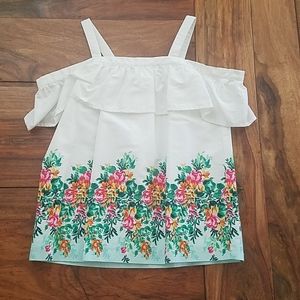 Janie & Jack Girls Size 8 White Floral Blouse